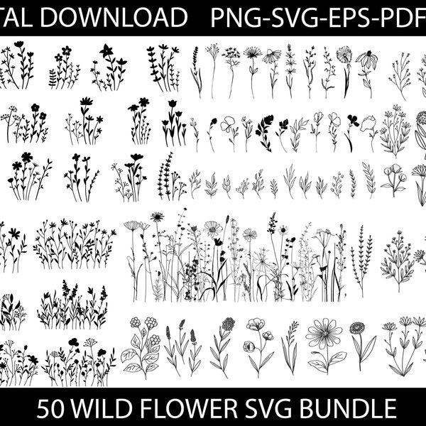 wildflower svg | wild flower svg | Wild flower svg bundle | | floral svg | Flower svg | Bouquet SVG | Instant Download