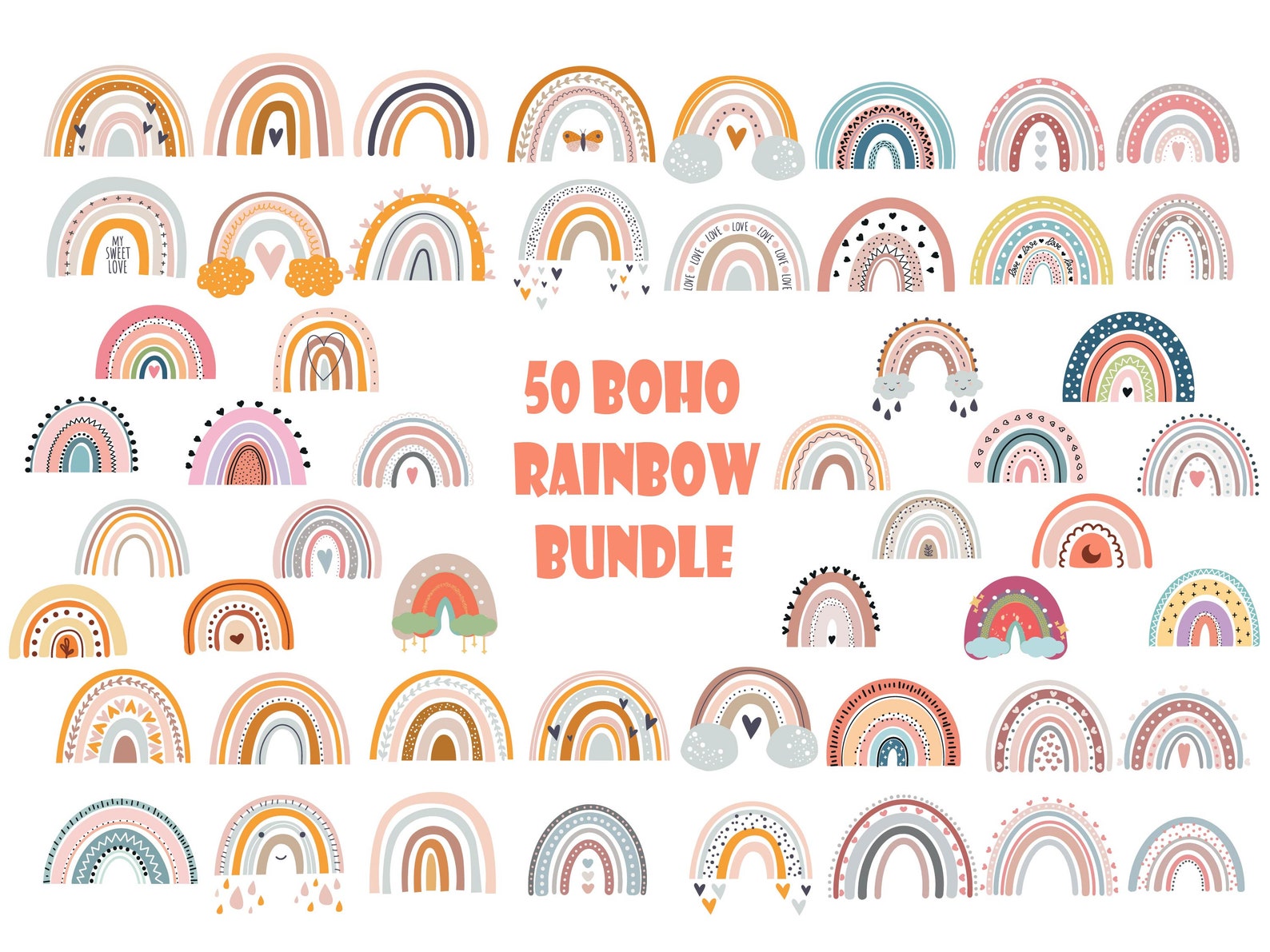 Boho Rainbow Svg Rainbow Svg Rainbow Clipart Rainbow Png Boho Stickers ...