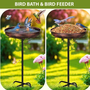 Heavy Duty Metal Bird Bath: Weatherproof Garden Bird Feeder, 33&quot;