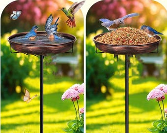 Heavy Duty Metal Bird Bath: Weatherproof Garden Bird Feeder, 33"