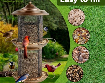 Double-Layer Bird Feeder Tower: Rust-Resistant Metal, 4lbs Capacity