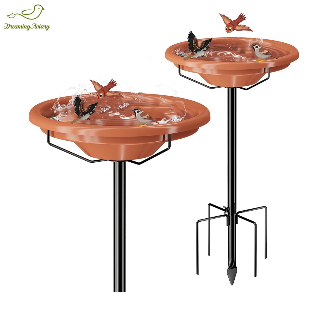 Freestanding Bird Bath With Stable 5-prong Base | Heavy Duty Adjustable ...