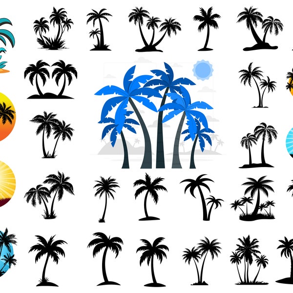 Palm Tree SVG Bundle| Palm Tree PNG Bundle| Palm Tree Clipart| Palm Tree Silhouette | Palm Trees Svg | Palm Tree Cricut | Instant Download