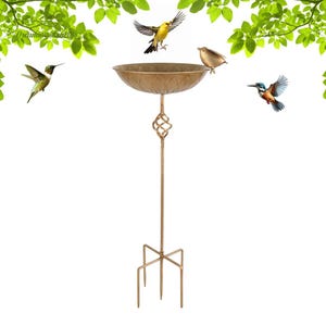 Hand-Painted Metal Bird Bath: Rustic Garden Decor, 27.6&quot;