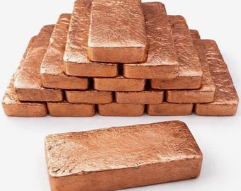 Hand Poured .999 Fine Copper Ingot Bar – 1 Pound+ Pure Copper