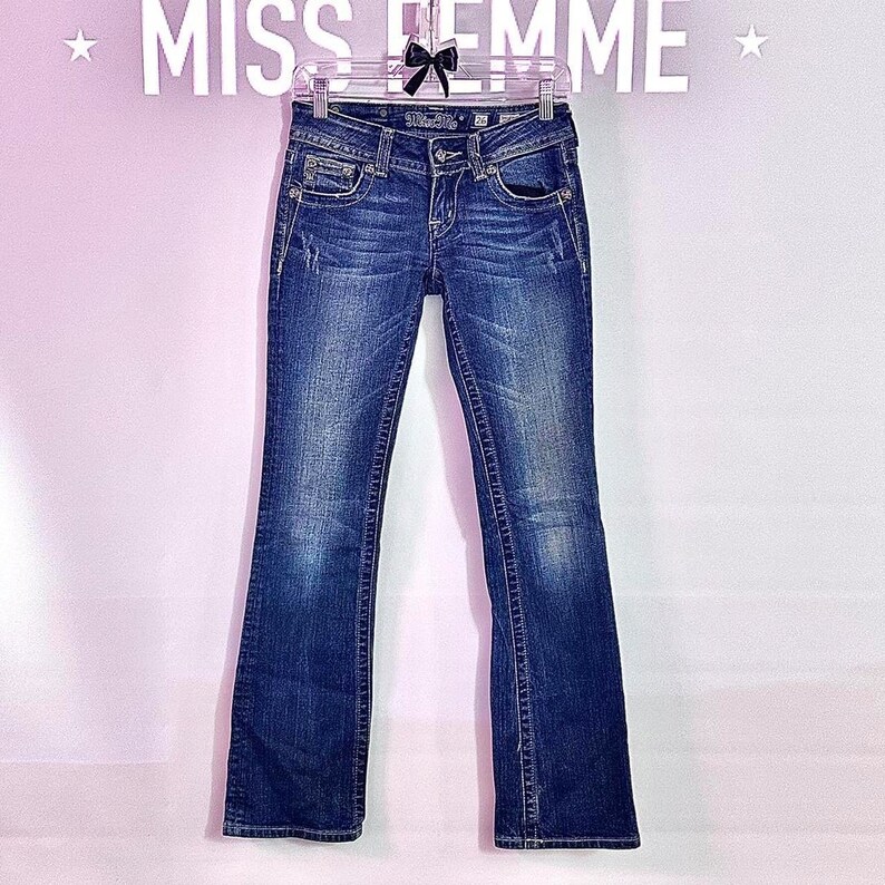 Miss Me 2000s Angel Wing Embellished Medium / Dark Wash Jeans. Vintage ...