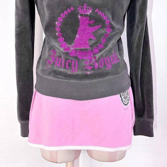 juicy couture velour 2000’s gray + magenta embell… - image 1