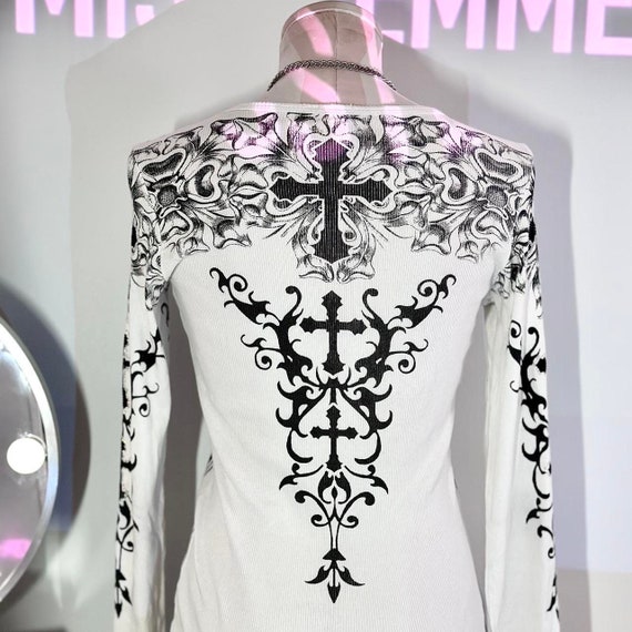 vocal white + black graphic cross embellished fit… - image 6