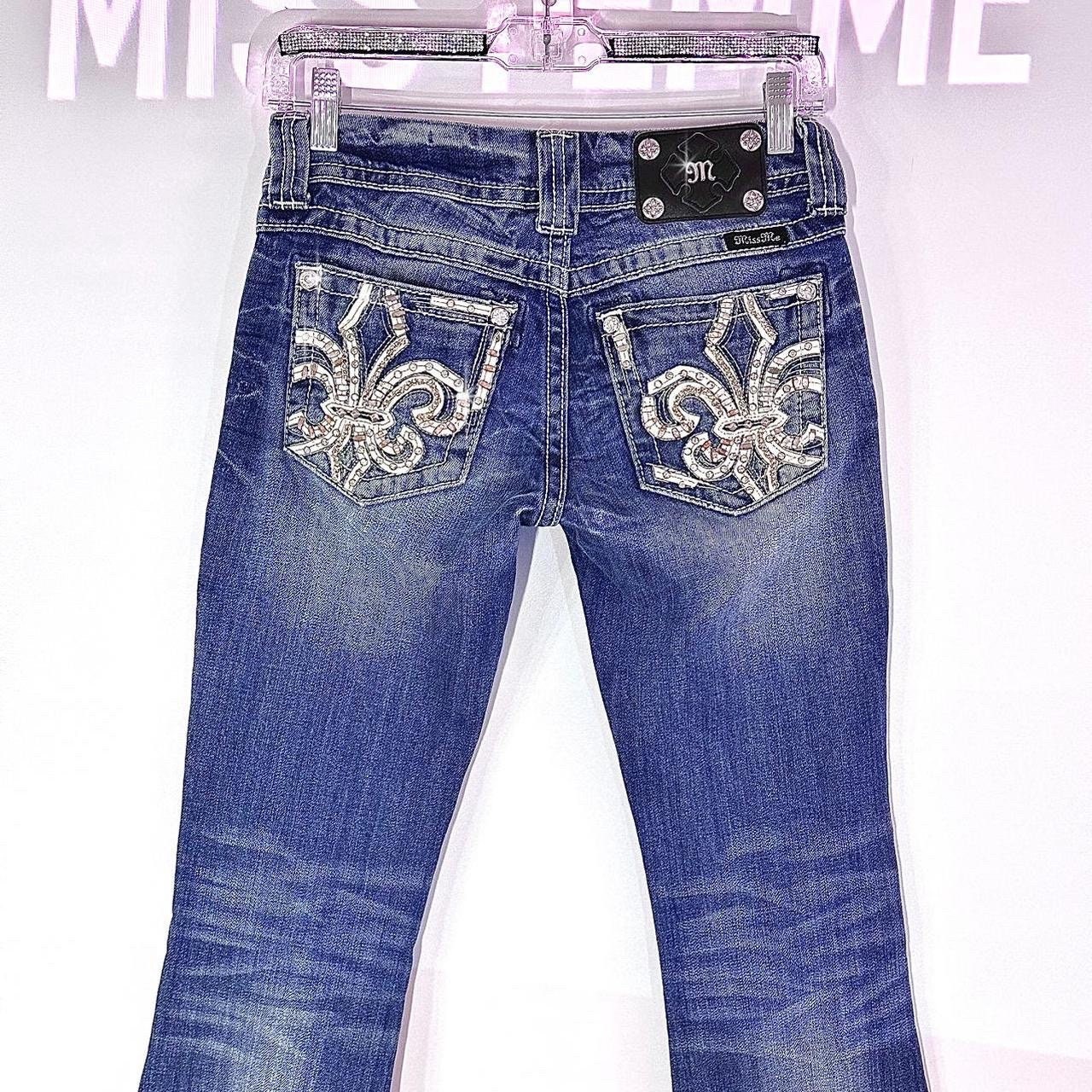 Miss Me 2000s Medium Wash Spade Embellished Embroidered Low-rise Jeans
