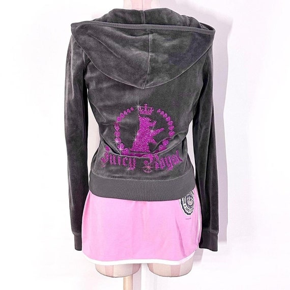 juicy couture velour 2000’s gray + magenta embell… - image 2