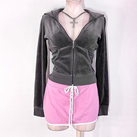 juicy couture velour 2000’s gray + magenta embell… - image 4