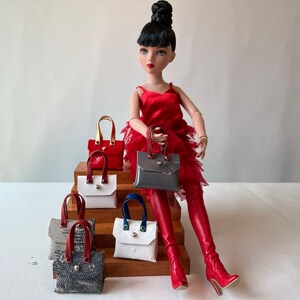 Dollhouse doll fashion accessory handbag designer purse Gucci Dior Hermes  Chanel Louis Vuitton —