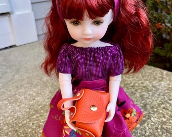 Italian Leather  doll purse/fashion handbag for Ruby Red BJD doll/Miniature doll purse/Luxury purse