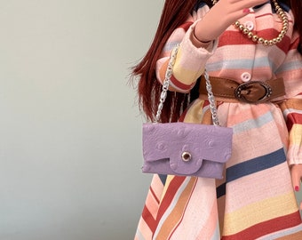 Ostrich Leather doll purse/fashion handbag for 16" dolls/Italian leather doll handbag for doll/Miniature doll purse/Luxury doll purse