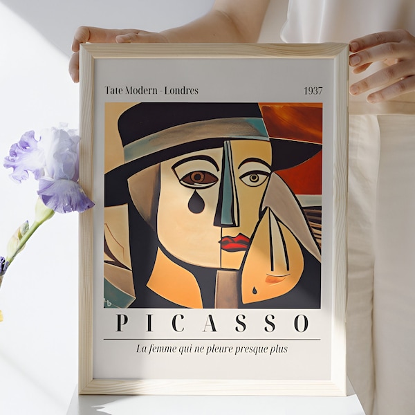 Picasso, La Femme Qui Pleure, Poster Moderne, Affiche Cubiste, Décoration Murale, Pièce Unique