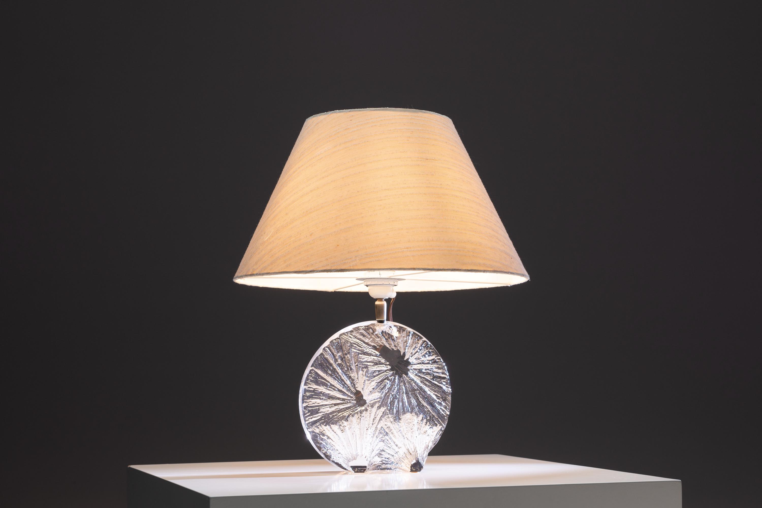 Daum France brutalist crystal table lamp 1960s