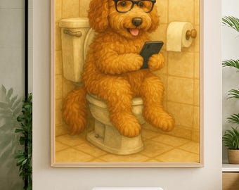 Funny Goldendoodle Bathroom Art | Toilet Dog Printable | Doodle Wall Decor | Instant Download