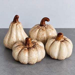 Set 4 Keramiska Pumpaprydnader Höst Halloween Vinter Heminredning Lantlig Rustik Nordisk Heminredning Skandinavisk Hygge Dekorativa Tillbehör