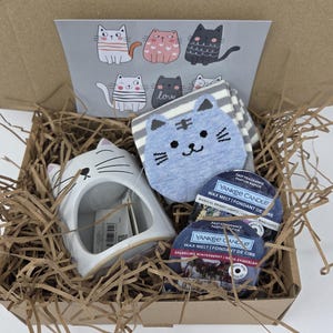 Kattenwassmeltcadeauset | Geschenkdoos kattenliefhebber | Cadeauset waxbrander | Gezellig cadeau voor haar | Kat moedercadeau | Zelfzorggeschenkdoos