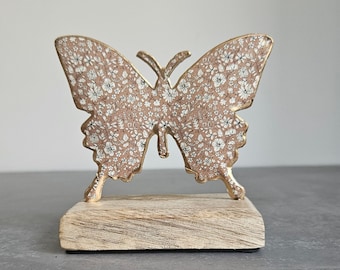 Floral Butterfly Ornament | Spring Summer Metal & Wood | Scandi Scandinavian Hygge Home Decor Items Accents Decorative Accessories Hyggeat15