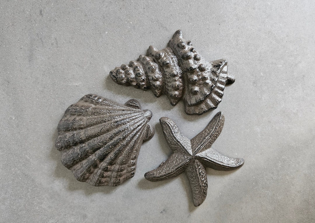 3 Shell Metal Bathroom Ornaments Coastal Home Decor Items Decorative ...