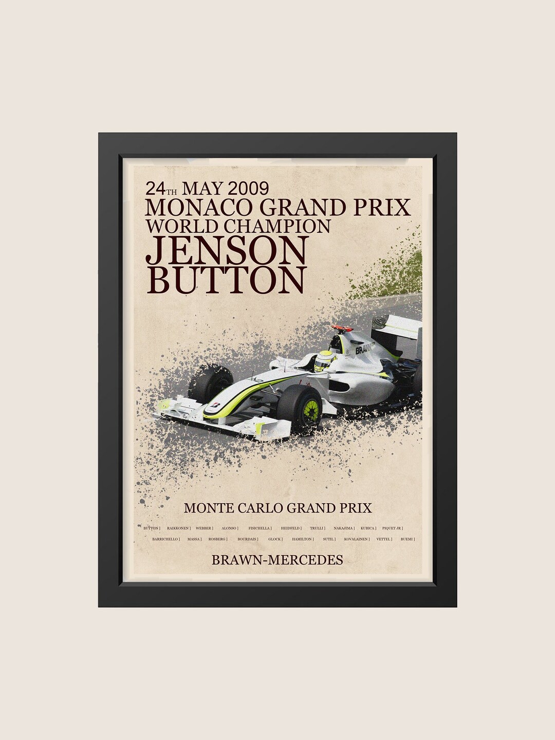 Jenson Button 2009 World Champion Poster | Monaco Poster | Formula One ...