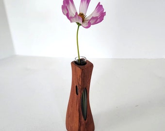 Wood & Test Tube Vase | Rustic Handcrafted Home Decor