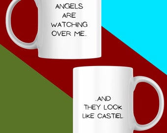 Supernatural Castiel Mug: Angels are Watching Over Me