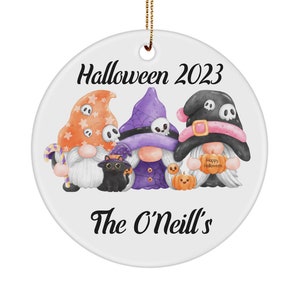 Personalized Halloween Gnome Ornament, Gnome Halloween, Personalized Family Gift, Personalized Gnome Gift, Personalized Garden Gnome Gift