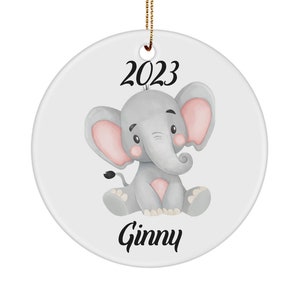 Personalized Elephant Ornament, First Birthday Present, First Christmas Keepsake, Baby&#39;s First Elephant, Personalized Elephant Tree Hanger