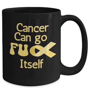 Bone Cancer Survivor or Memorial Mug, Cancer Awareness Mug, Cancer Fundraising, Cancer Survivor Gift, Cancer Ribbon, Yellow Cancer Ribbon