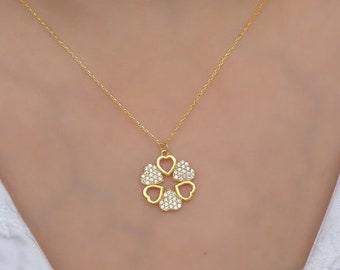 925 Sterling Silver Gold Heart Bundle Necklace