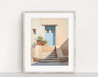 PRINTABLE Mediterranean Blue Door Painting | Summer Mediterranean Decor | Digital Download