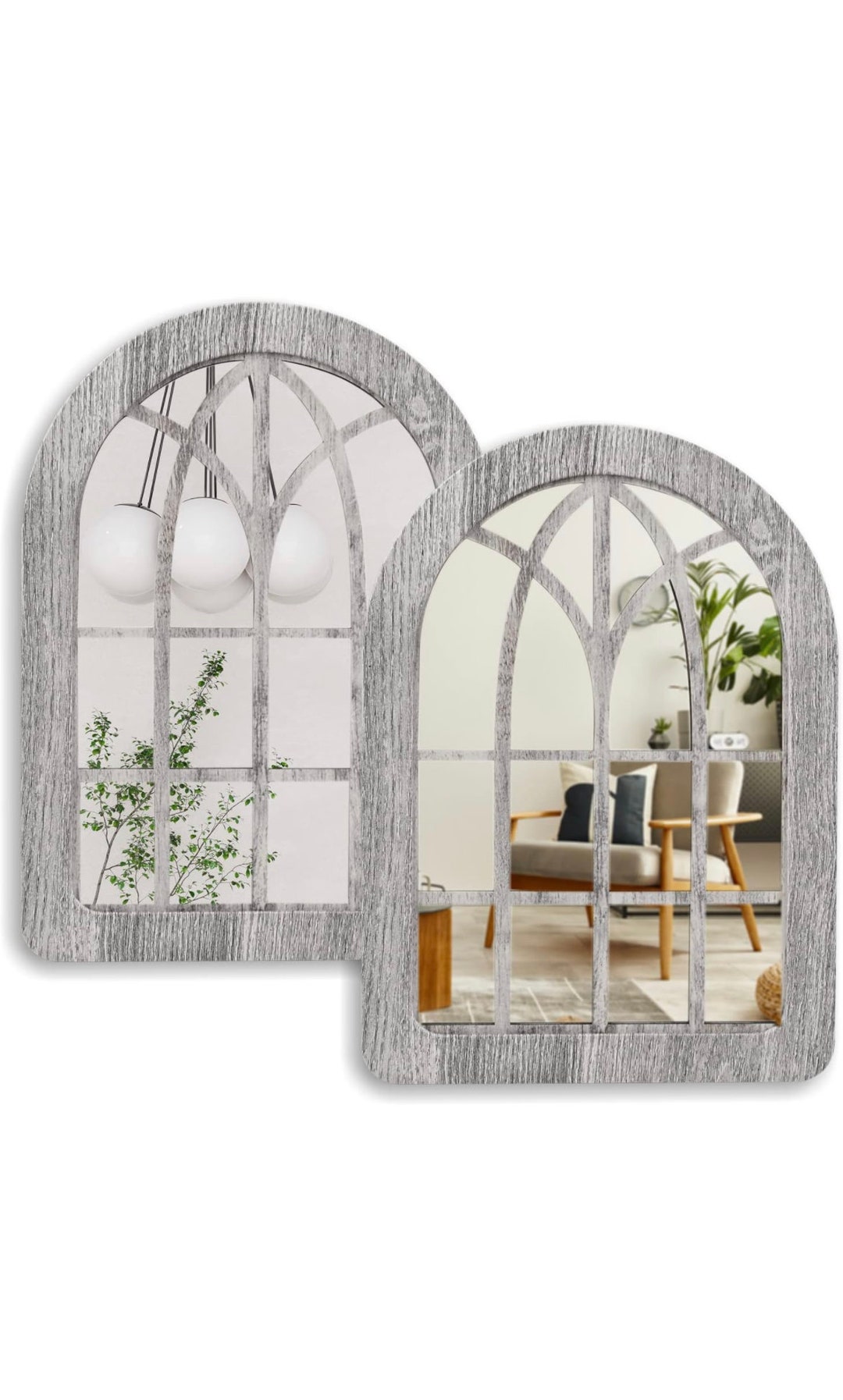 Wooden Framed Arched Wall Mirror, Farmhouse Arch Mirrors for Wall Decor