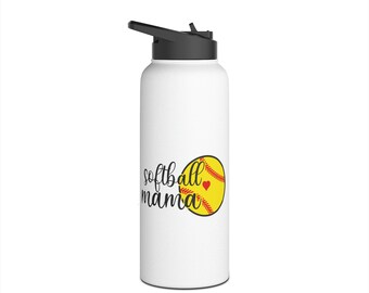 Softball Mama Stainless Steel Water Bottle, Standard Lid