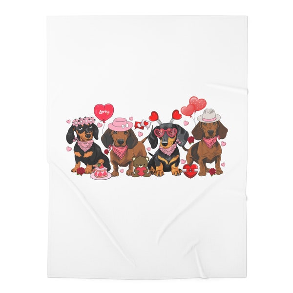 Adorable Dachshund Dog Valentine's Day Baby Swaddle Blanket - Soft and Snuggly