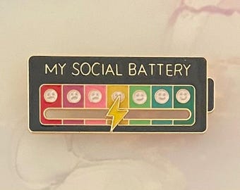 Social battery enamel pins