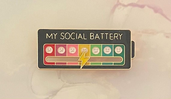 Social battery enamel pins