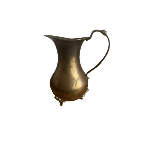 Vintage Brass Pitcher, Flower Vase