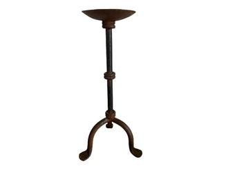 Vintage Wrought Iron Candle Holder With Feet 12.5 Inches Tall Art & Craft Brutalist Style