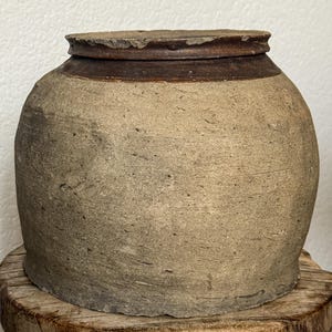 Vintage Brown Clay Pottery | Rustic Stoneware Vessel