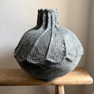 Large Vintage Black Vessel Paper Mache