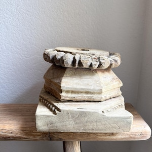 Vintage Carved Wooden Capital Candleholder