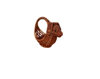 Vintage Mini Woven Wicker Dog Basket