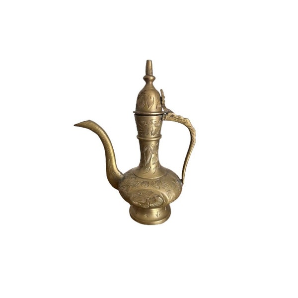 Vintage Etched Brass Tea Pot