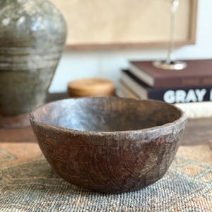 Vintage Hand Carved Wood Bowl