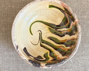 Mini Hungarian Marbleized Pottery Bowl | Handmade Glazed Dish