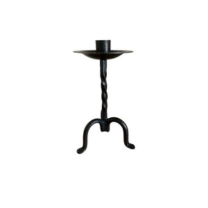 Spiral Twisted Wrought Iron Candle Holder with Tripod Legs