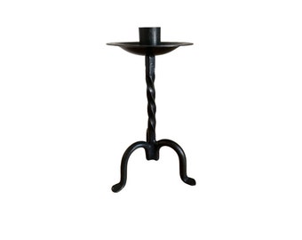 Spiral Twisted Wrought Iron Candle Holder with Tripod Legs