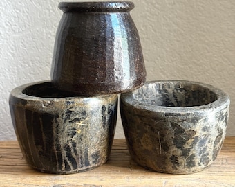 Vintage Stone Bowl | Hand-Carved Primitive Vessel